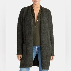 Altar'd State Olive Green Bouclé Knit Cardigan